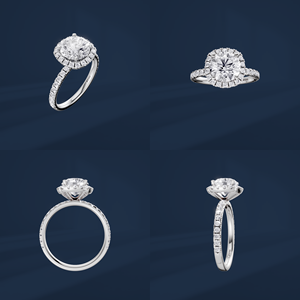 Anillo de Compromiso de Diamantes Redondos Brillantes de Platino para Mujer con Halo y Diamantes Laterales, Certificado IGI, Estilo Clásico - Product Image 6