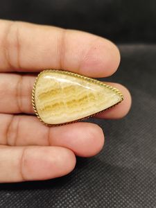 Nueva Llegada: Cabujón de Ágata Amarilla con Ranuras de Latón, Cristal Curativo Increíble, Gema Suelta para Joyería - Product Image 5