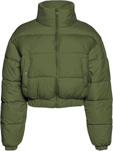 New Arrival Hot Selling Customized Women Winter Waterproof Puffer <b>Coat</b> Down <b>Bubble</b> <b>Coat</b> Patchwork Thick Cropped Puffer Jackets - Product Image 3