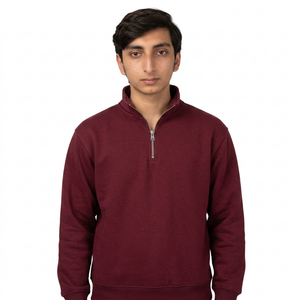 Sweat-shirt personnalisé pour homme à col montant zippé, en polaire douce, coupe oversize, avec poignets côtelés, style décontracté urbain - Product Image 1