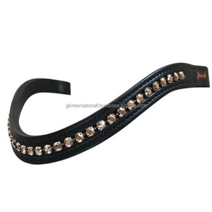 Banda de cejas de caballo de carreras ecuestres de calidad de exportación decorada con cristales de una sola fila pedrería mega Bling ceja banda caballo - Product Image 1