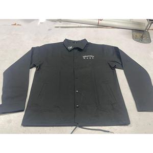 Blouson d'entraîneur en toile OEM personnalisé pour homme, coupe ample décontractée, grande taille, bouton unique, imperméable, effet délavé, col montant, pour l'hiver - Product Image 4