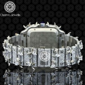 Reloj Charm Jewells de acero inoxidable para hombre, caja de 40 mm, detalles de diamantes, analógico, de lujo, a la moda, movimiento mecánico, fecha automática - Product Image 4