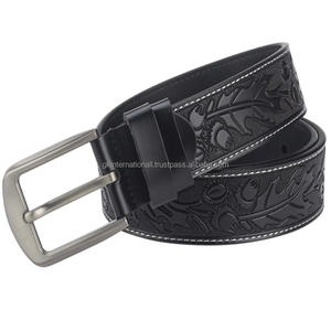 Cinturón de herramientas de cuero occidental de grano superior a la moda para hombre con diseño elegante hecho a mano con hebilla de latón plateado mate - Product Image 4