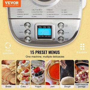 Piattaforma per pane programmabile digitale 15-in-1 padella in ceramica antiaderente Capacità di pasta 3 libbre pane integrale senza glutine con 3 pagnotta - Product Image 2