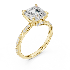 Anillo de Compromiso y Boda Clásico de Oro Sólido de 14k con Diamante Cultivado en Laboratorio de 2.5 CT, Corte Asscher, Claridad E VS1, Certificado IGI, para Mujer - Product Image 4