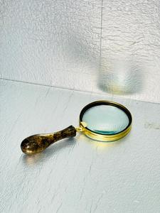 OLD WORLD TREASURE HANDICRAFTS 4'' Handmade Durable Brass Magnifying Glass Brass Finish Wooden Handle Model MG-089 Modern Style - Product Image 1