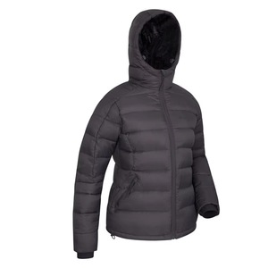 Veste matelassée à capuche pour homme, noire, couleur unie, coupe-vent, fermeture éclair, vêtement d'hiver décontracté, coupe ajustée, en polyester - Product Image 3
