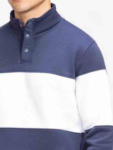 2026 Custom Design Color Blocked Drop Shoulder Sweatshirts 100% Cotton Oversized Pullover Basics 1/4 Quarter <b>Jumper</b> Sweatshirt - Product Image 5