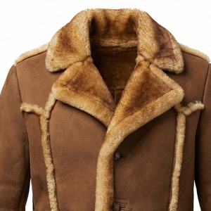 <b>Men's</b> Luxury Leather <b>Shearling</b> <b>Jacket</b> Genuine Fur Lined Aviator Winter Coat Premium Durable Warm Fashion Outerwear Style - Product Image 4