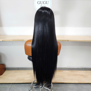 Perruque longue en cheveux humains naturels noirs, lisse comme un bâton, 26 pouces, frontale 13x6, super double drawn, 100% cheveux vierges, densité 200 - Product Image 1