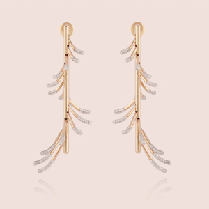 Boucles d'oreilles pendantes plaquées or style bohème avec strass en cristal motif végétal pour femme, bijoux de fête - Product Image 2