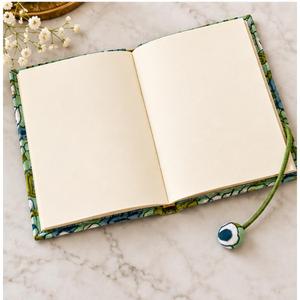 Diario de Tapa Dura con Tela Floral Craft Hackle, Cierre Elástico, Papel de 120 GSM Libre de Ácidos y Químicos, Papel Hecho a Mano, Verde Azul - Product Image 4