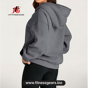 Sudadera con Capucha Extra Grande para Mujer, Mezcla de Algodón y Felpa, Color Sólido, Manga Larga, Transpirable, para Otoño - Product Image 2
