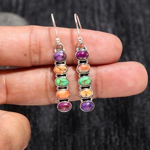 Pendientes Colgantes de Plata de Ley 925 Hechos a Mano con Turquesa, Joyería Fina Clásica, Venta al Por Mayor - Product Image 1