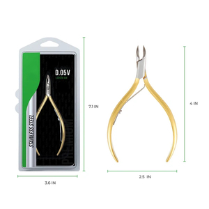 D-05V Alicates para Cutículas de Acero Inoxidable Alemán de 4 Pulgadas (14 mm) con Doble Recubrimiento de Titanio Dorado, Duraderos y Profesionales para Uñas de Bebé - Product Image 2