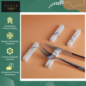 Nouvel arrivage en stock, repose-couverts en marbre blanc de qualité supérieure, porte-cuillères et fourchettes faits à la main, disponibles en grande quantité - Product Image 3