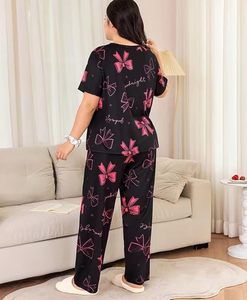 ชุดนอนผ้าฝ้ายสำหรับผู้หญิงแบบสองชิ้น เสื้อท่อนบนและกางเกงทรงหลวม - Product Image 2
