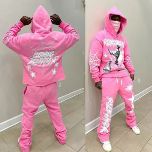 Conjunto de Chándal de Alta Calidad para Hombre: Sudadera con Capucha de Algodón 100% con Diseño de Araña y Pantalones Acampanados con Bajo sin Rematar, Chándales Personalizados para Hombre - Product Image 2