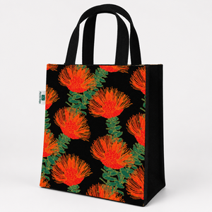 Custom Logo Floral Printed Black Jute <b>Tote</b> Bag 27x31x16 cm Laminated Reusable Shopping Beach Bag Wholesale OEM ODM B2B Supplier - Product Image 3