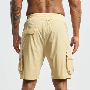 Pantalones Cortos Cargo de Color Sólido para Hombre, Cintura Media, Cordón Ajustable, Tela de Nailon Transpirable de Secado Rápido con Bolsillos - Product Image 3