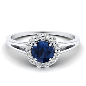 Bague REYES faite à la main en or massif 14 carats avec saphir bleu rond de 0,84 carat pour femme, certifiée GRA, bijoux en moissanite - Product Image 5