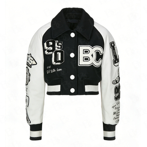 Chaqueta Varsity Personalizada, Precio al por Mayor OEM, Venta Caliente, Ropa Urbana, Bordado Único, Chaquetas de Invierno de Lana con Cuello Alto de Primera Calidad - Product Image 2