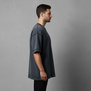 T-shirts amples unis très tendance en coton lourd 180 g/m², jersey lavé 100 % coton, écologiques, respirants, style hip-hop, personnalisables pour hommes - Product Image 6