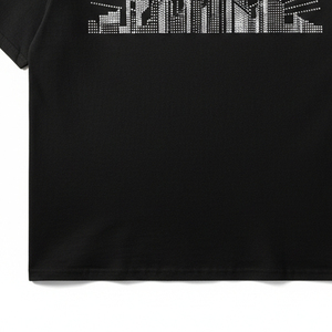 Camiseta de Algodón con Pedrería de Alta Calidad al por Mayor, Camiseta Blanca con Brillo, Logotipo Personalizado, Diamantes, Ropa Urbana Unisex - Product Image 4