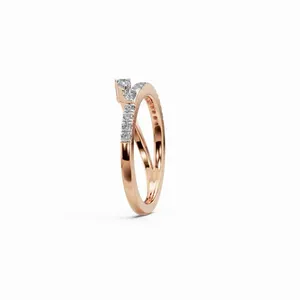 Bague empilable en or rose 18 carats avec diamant de laboratoire en forme de poire Marquise et 19 diamants, certifiée IGI, luxe pour femme - Product Image 2