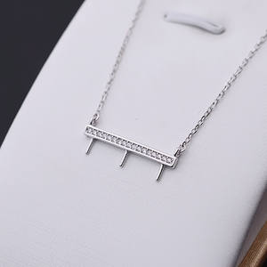 Chaîne de pendentif en argent S925 pour femme, collier claviculaire de 7 à 8 pouces, pendentif ECG, plateau à perles 286, accessoires de bijoux de corps DIY tendance - Product Image 1