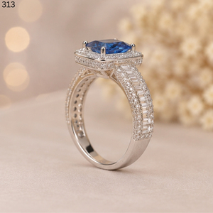 925 Sterling Silver Cushion Cut Solitaire Halo <b>Ring</b> Emerald Cut <b>Cubic</b> <b>Zirconia</b> Eternity Band Statement Engagement <b>Ring</b> for Women - Product Image 3