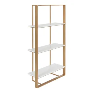 Étagère Murale Flottante Moderne en Métal Doré à 3 Niveaux, Support de Présentation Blanc pour Salle de Bain, Salon, Chambre à Coucher – Vente en Gros - Product Image 1