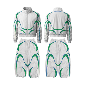 Conjunto de chándal con gradiente blanco para hombre Y2K, chaqueta con capucha y cremallera a prueba de viento y pantalones largos - Product Image 6