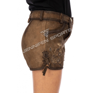 Último Diseño, Lederhosen Bávaros Alemanes para Mujer, Pantalones Cortos de Cuero Genuino de Piel de Vaca con Bordado - Product Image 4