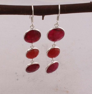 Natural <b>Red</b> Onyx Gemstone <b>Earrings</b> 925 Sterling Silver Handmade Jewelry Wholesale Manufacturer Vintage <b>Drop</b> Dangle <b>Earrings</b> - Product Image 3