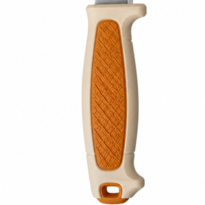 Cuchillos de exterior de hoja fija beige y naranja con hoja plateada, mango antideslizante con textura de diamante y funda protectora a juego - Product Image 3