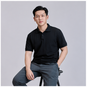 เสื้อถักแขนสั้นผู้ชาย |   โพลีเอสเตอร์ 100% |   เสื้อผ้าลำลองน้ำหนักเบา 120 กรัม ลายเรียบ ทนต่อการยับ โดย FMF - Product Image 3