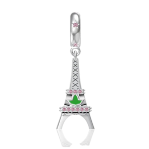Colgante de Plata de Ley con Forma de Torre Eiffel, con Pedrerí<span class=keywords><strong>a</strong></span> Rosa y Verde, Compatible con Pulseras <span class=keywords><strong>Pandora</strong></span> para Mujer - Product Image 2