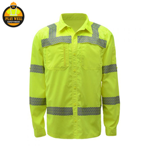 Cotton High Reflective Safety <b>Clothes</b> Hi Vis Workwear <b>Construction</b> Orange Long Sleeve Men <b>Work</b> Shirt - Product Image 5