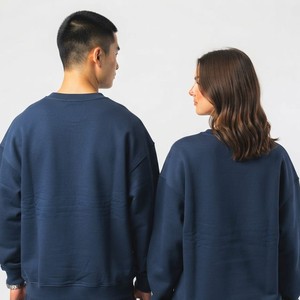 Sudadera Casual Oversize de Color Liso para Mujer, Hombro Caído, Cuello Redondo de Algodón, Sudadera Unisex, Fabricante Mayorista - Product Image 3
