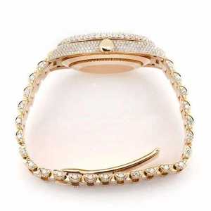 Luxury Iced Out Moissanite Watch Yellow Gold <b>Automatic</b> Mechanical Diamond Bust Down Baguette <b>Wristwatch</b> - Product Image 5