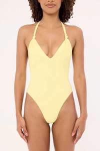 Custom Women One Piece Swimsuit Deep V Neck Backless Monokini Swimwear Solid Color Beachwear OEM ODM - Product Image 6