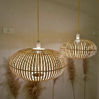Abat-jour en rotin tissé en bambou de style bohème classique, lampe suspendue LED E26, alimentation secteur, application pour salon