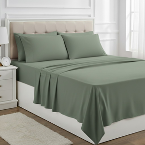 Ensemble de draps et taies d'oreiller en microfibre ultra doux couleur sauge pour lit double |   Literie de qualité supérieure de style hôtel |   Doux et respirant |   2026 - Product Image 1