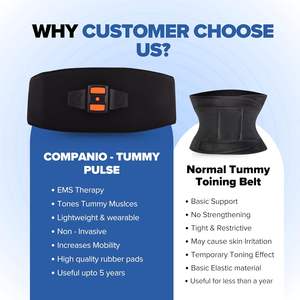 Ensemble complet de ceinture abdominale pulsée avec unité de contrôle rechargeable, électrode de ceinture étendue, gel, chargeur, manuel, carte de garantie - Product Image 4