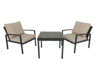 Set Bistrot in Rattan PE per Patio, Set da Esterno per 2 Persone con Cuscini, Mobili da Giardino e Balcone in Alluminio all'Ingrosso