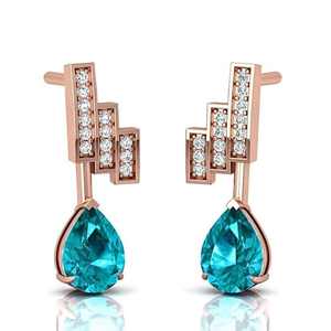 Boucles d'oreilles clous en tourmaline Paraiba avec accents de moissanite, en argent sterling 925, bijoux fins pour femmes - Product Image 6