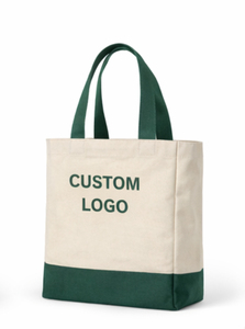 COTTON VOYAGE Custom Logo <b>Canvas</b> <b>Tote</b> Bag Large Size Green Handle Daily Shopping Bag - Product Image 5