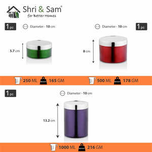 Lot de 3 boîtes en acier inoxydable avec couvercle en acier inoxydable pour le stockage des aliments et l'organisation des crayons - Product Image 3